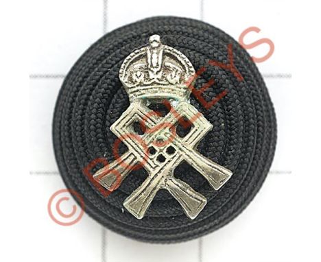 Indian Army. 3rd Gurkha Rifles Officer's WW2 cord boss and badge.Black cord bearing silvered crowned crossed Queen Alexandra'