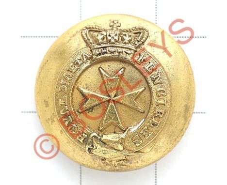 Royal Malta Fencibles Officer's gilt brass closed-back coatee button circa 1830-56.Crowned title strap; Maltese Cross central