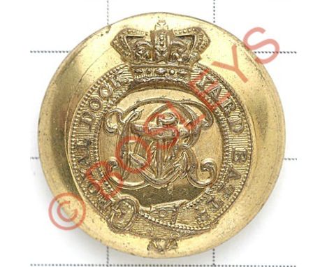 Royal Dockyard Battalions Victorian Officer's gilt closed-back coatee button circa 1847-57 Crowned title strap; centrally a f