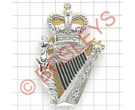 Royal Irish Regiment post 1992 Piper's badgeA fine die-cast chromed crowned Maid of Erin Harp with brass backing plate.  Thre
