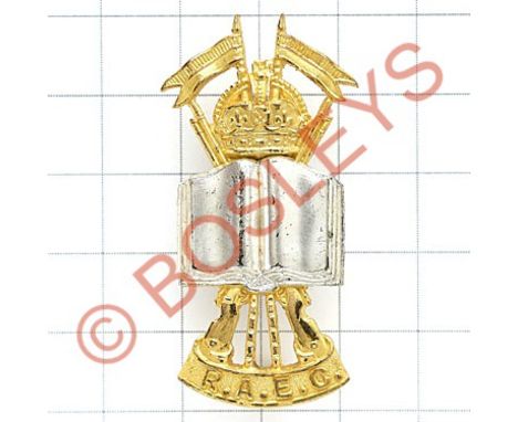 Royal Army Education Corps scarce trial pattern Officer's cap badge circa 1946.Fine silvered and gilt example. Reverse impres