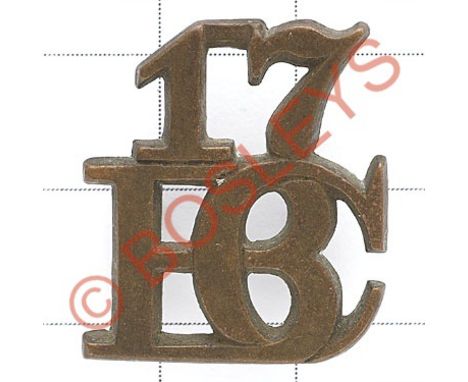 17/BC Indian Army 17th Bengal Cavalry shoulder title circa 1885-99.Good die-cast brass example  Small flat loops GC 
