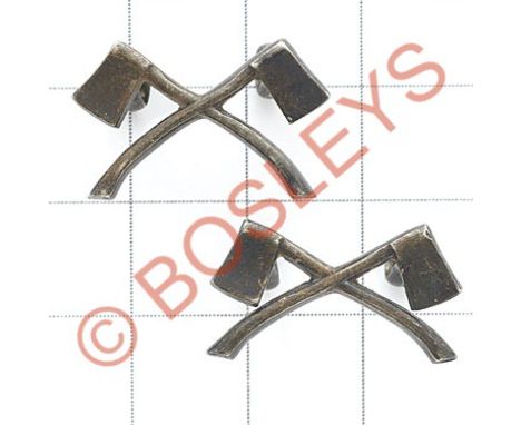 Indian Army. 12th Kelat-I-Ghilzie Regiment (Bengal Pioneers) 1902 Birmingham hallmarked silver pair of collars.Die-cast pair 