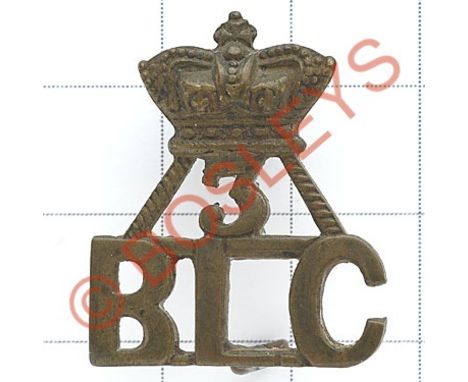 Crown / 3 / BLC Indian Army 3rd QO Regiment of Bombay Light Cavalry shoulder title circa 1876-1903.Good British made die-cast