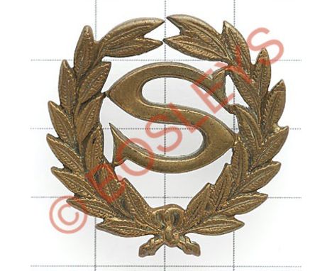 Army Scout pre WW1 brass proficiency arm badge used in India.A good scarce British die cast example. 'S' in laurel wreath.  L