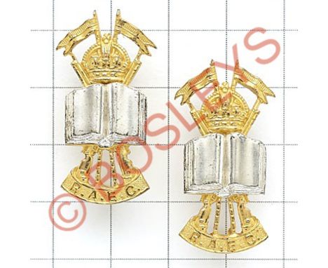 Royal Army Education Corps scarce trial pattern Officer's collar badges circa 1946.Fine silvered and gilt examples. Reverses 