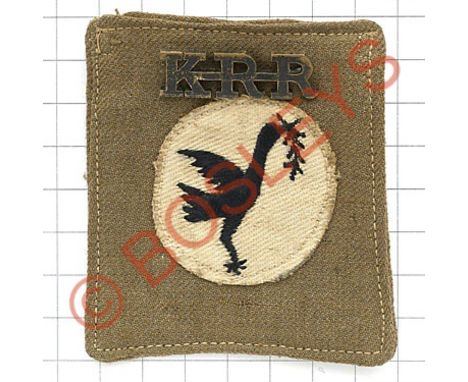 11th KRRC, 23rd Armoured Brigade formation sign 'hanger' circa 1942-45,Khaki epaulette hanger bearing embroidered Liver Bird 
