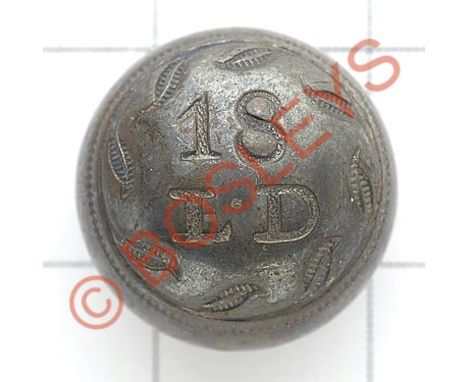 18th Light Dragoons Georgian / Victorian Officer's silvered closed-back coatee ball button.Laurel wreath 18 over LD to centre