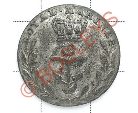 Royal Marines William IV / Victorian OR's pewter open-back coatee button circa 1835-55.Crowned fouled anchor resting in open 