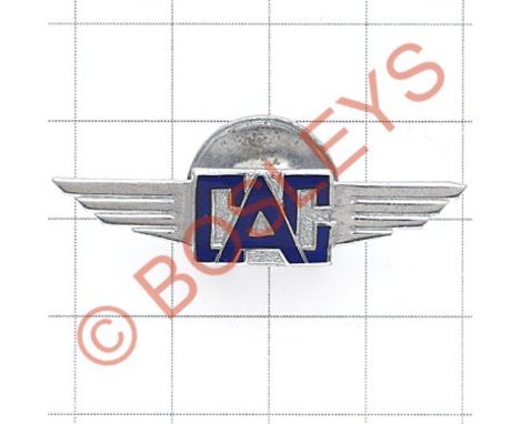 WW2 Civil Air Guard pilots wing lapel badgeChromium plated wings with blue enamel 'CAG' initials to the centre W.O.Lewis (Bad