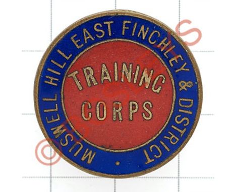 Muswell Hill, East Finchley & District Training Corps WW1 VTC lapel badge.Blue enamel title circlet ; 'Training Corps' to cen