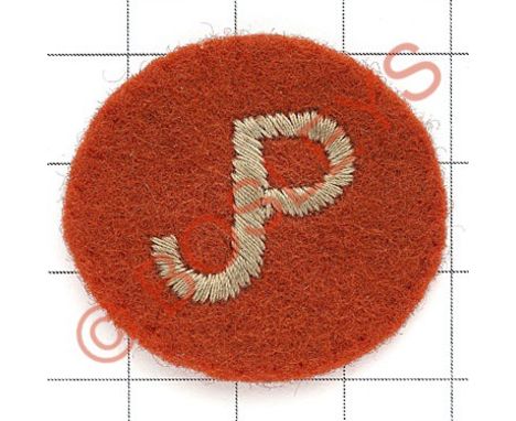 162 Independent Infantry Brigade cloth formation sign.Light blue JP embroidered on red felt disc.   Removed from uniform. GC 
