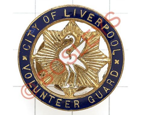 City of Liverpool Volunteer Guard WW1 VTC mufti badge.Blue enamel title circlet with star to centre bearing white enamelled L