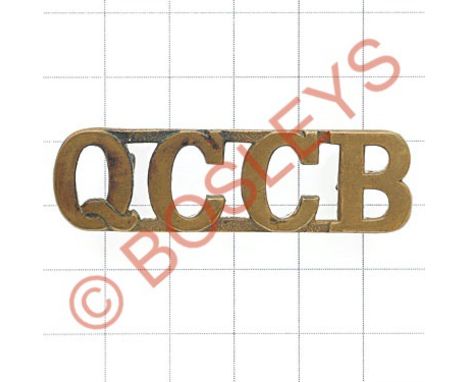 QCCB (Queens College Cadet Bn. Taunton) brass Somerset shoulder title.Scarce example circa 1915.   Loops VGC recognised on 7t