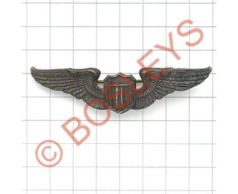 United States Army Air Force WW2 Pilot's wing by Firmin. London.An oxidised silvered example.  Firmin  London Pin Traces only