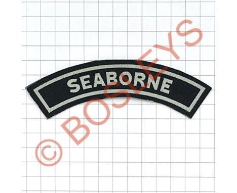 SEABORNE  Royal Observer Corps WW2 printed shoulder title.A scarce unissued light blue on dark blue example worn by ROCs pers