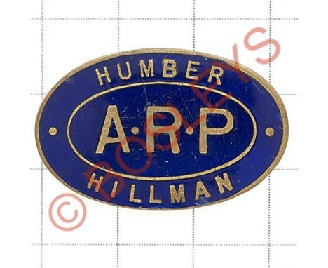 Humber Hillman ARP scarce WW2 enamel lapel badge Blue oval example.  J.R. Gaunt  London Brooch pin GC Vehicle / car makers