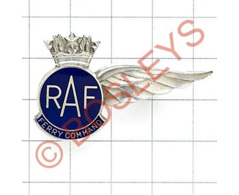RAF Ferry Command rare WW2 silver brevet circa 1941-43.Fine winged astral crowned blue enamel disc  'RAF' on blue enamel 'Fer