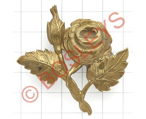 Lancashire Hussars NCO's scarce brass arm badge.Die-stamped Rose, slipped and leaved. (Cox 1344)  Loops VGC After the Great W