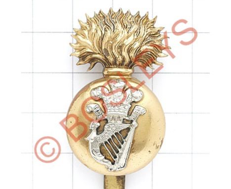 Princess Victoria's (Royal Irish Fusiliers) scarce large bi-metal Brodrick cap badge circa 1902-05.Die-cast flaming grenade, 