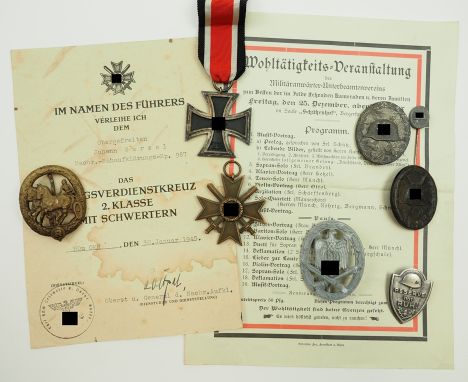 Nachlass eines Obergefreiten der Nachr.-Nahaufklärungs-Kp. 967.1.) Eisernes Kreuz, 1939, 2. Klasse, 2.) Kriegsverdienstkreuz,