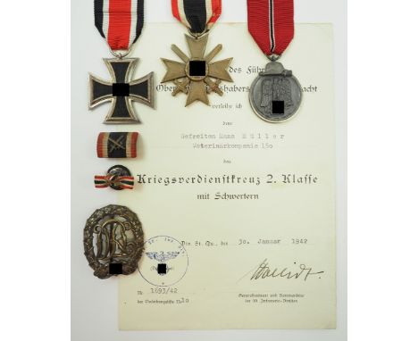 Nachlass eines Gefreiten der Veterinärkompanie 150.1.) Eisernes Kreuz, 1939, 2. Klasse, Hersterller 27 (Anton Schenkl´s Nachf