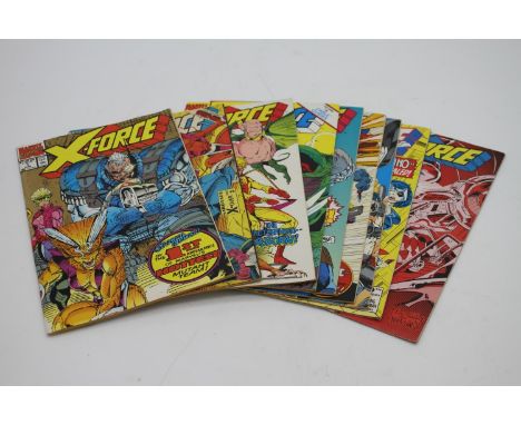 A collection of nine vintage 1991 X-Force comics. Including the 30th anniversary edition. Edition 1,4,5,6,7,8,9,11 and 13. 
