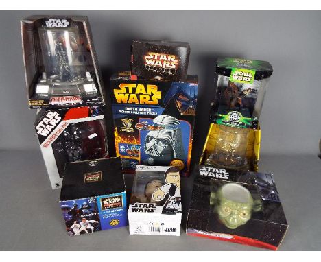 Star Wars, Hasbro, Hot Toys, Other - A collection of Star Wars action figures, figural mugs and a puzzle. Lot includes Hasbro