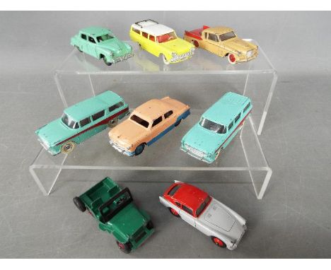 Dinky Toys - A fleet of 8 unboxed diecast Dinky Toys. Lot includes Dinky Toys #167 AC Aceca (light grey body, red roof); #173