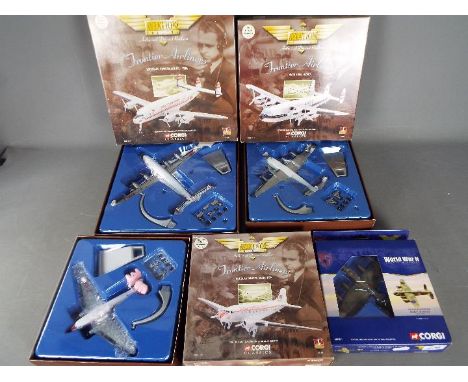 Corgi Aviation - Four boxed diecast model aircraft in 1:144 scale. Lot includes Corgi Aviation AA30201 Avro Lancaster NX611 B