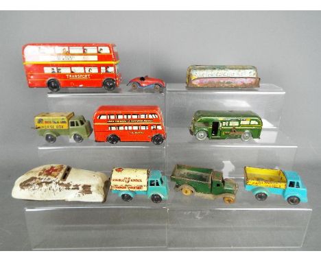 Wells Brimtoy, Other - An interesting collection of unboxed tinplate and plastic model vehicles. Lot includes a Brimtoy Clock