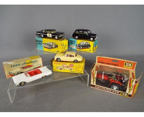 Dinky Toys, Corgi Toys, Britains, Lone Star - Five boxed diecast vehicles. Lot contains Dinky Toys #195 Jaguar 3.4 Saloon; Lo