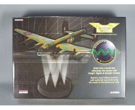 Corgi Aviation Archive - A boxed 'decertified' Corgi Aviation Archive AA32611 1:72 scale 'Sight & Sound' Avro Lancaster BI-L7