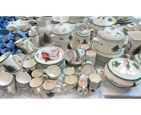 A large selection of Spode 'Christmas Tree' pattern dinner and tea ware including tureens etc, approx. 70 pieces 