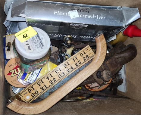 A selection of vintage tools; etc. 