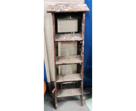 A pair of5 tread vintage pine step ladders (for decorative / display use ONLY) 