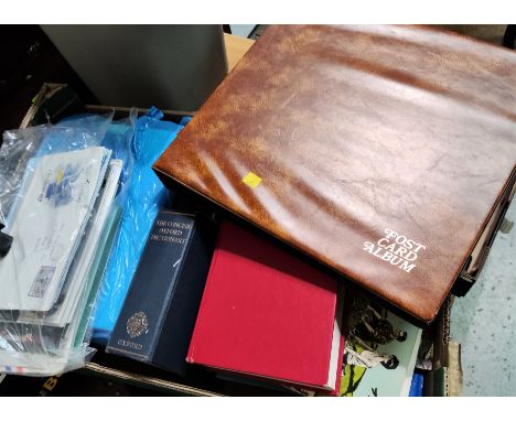 A vintage travel trunk and a selection of books etc 