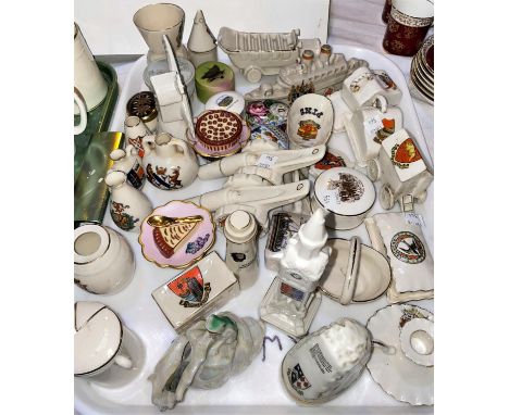 A selection of crested china; trinket boxes; Royal Commemorative ware; etc. 