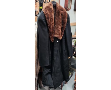 A vintage gent's fur lined coat and 2 other coats 