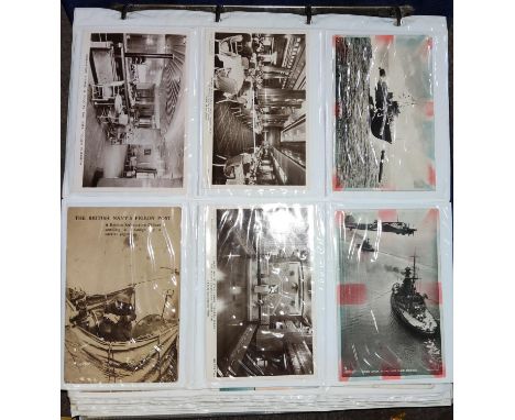 A large collection of vintage postcards in album mainly ocean liners and ships and various loose cards 
