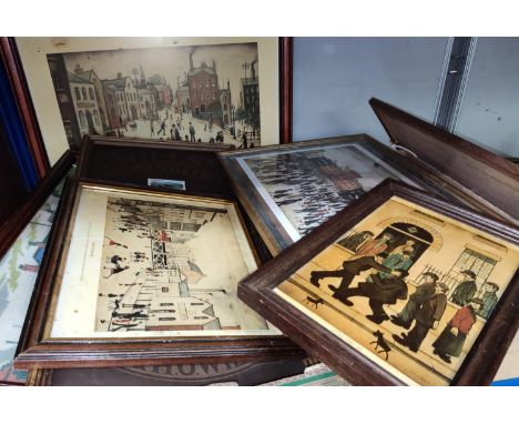 A large collection of Lowry prints and framed cigarette card sets. 