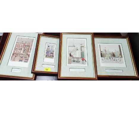 After Geoffrey Woolsey Works (British 1929-1933) - 4 pencil signed limited edition prints, framed and glazed 