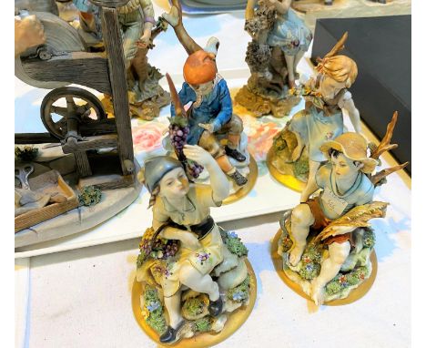 A selection of Capodimonte figures:&nbsp; Knife Grinder (signed R.Guidolin), height 20 cm (missing a tool and a thumb); a pai