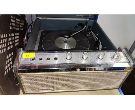 A 1960's Ferguson record player; a Marconi walnut cased mains radio 