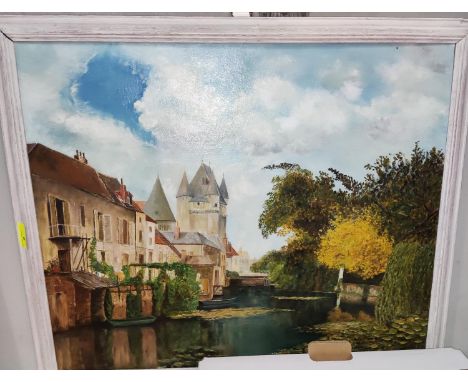 Six various oil painting and pictures of continental scenes, including Venice, by R. Greenwood etc. 