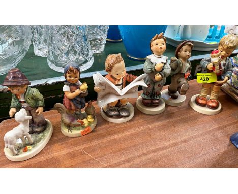 6 Goebels Hummel figures including Nutcracker Sweet, Latest News, Parade of Light etc.&nbsp;Good condition, one is missing a 