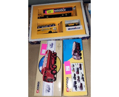 A Corgi "Weetabix Special Edition" boxed set; "ERF Eliptical Tanker Esso" and "McKelvie &amp; Co Ltd Leyland Tanker" 