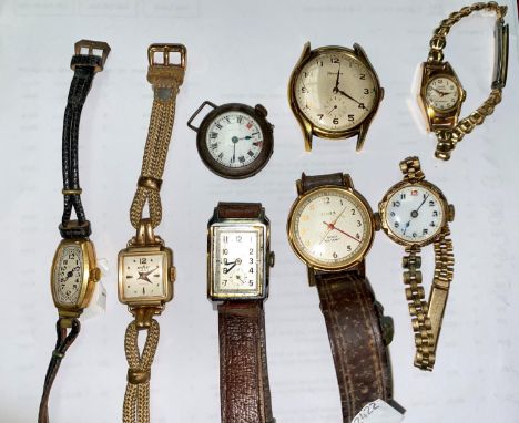 A 9ct cased vintage wristwatch and a selection of other early and later gent's and ladies wrist watches 