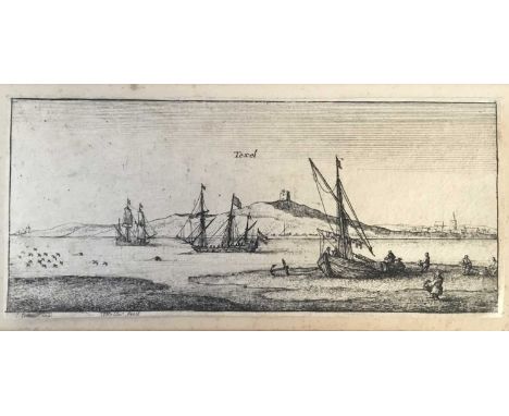Wenceslaus Hollar (1607-1677) etching only state 1652-77 - Island of Texel, 6cm x 13cm, unframed