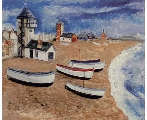 Ros Donaldson print - 'Hot Summer, Aldeburgh', signed and titled below in pencil, 17cm x 20.5cm, in glazed frame